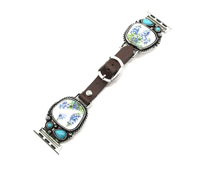 Western Blue Bonnet Apple Watch Band - Large