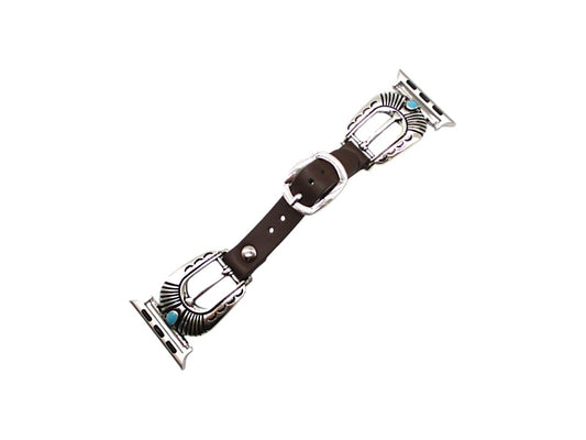 Western Belt Buckle Look Turquoise Apple Watch Band 42-45 mm -L