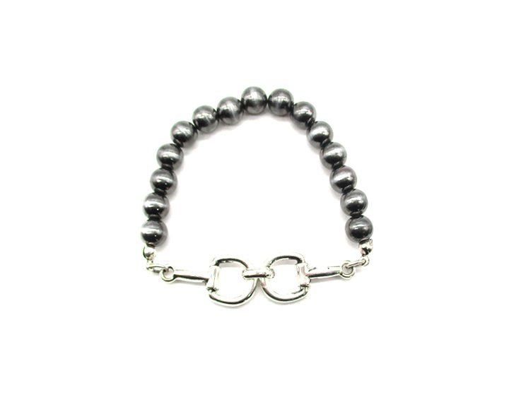 Western Snaffle Bit Navajo Pearl Stretch Bracelet