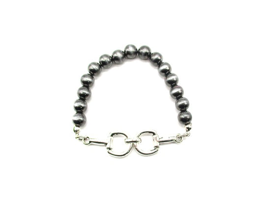 Western Snaffle Bit Navajo Pearl Stretch Bracelet