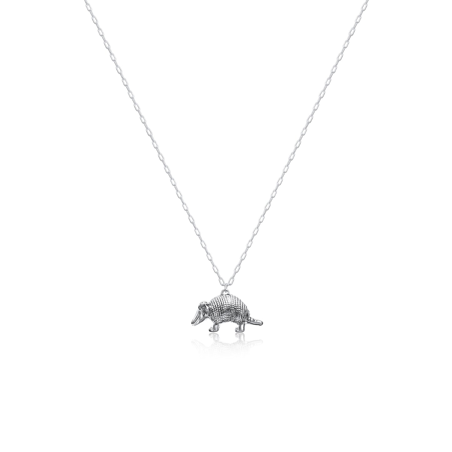 Sterling Silver Plated Western 3D Armadillo Necklace