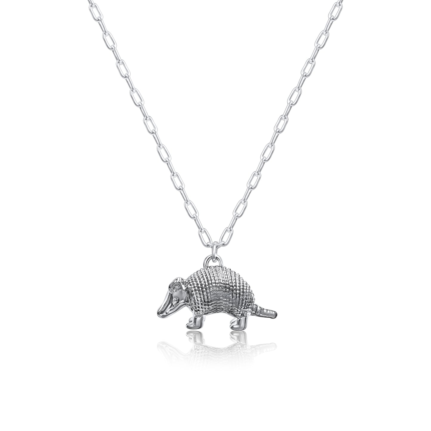 Sterling Silver Plated Western 3D Armadillo Necklace