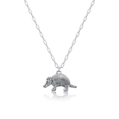 Sterling Silver Plated Western 3D Armadillo Necklace