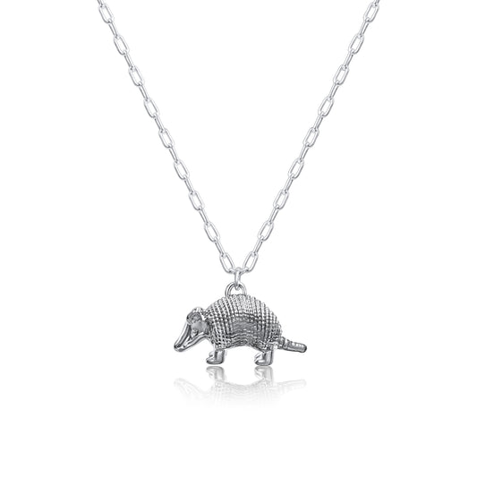 Sterling Silver Plated Western 3D Armadillo Necklace