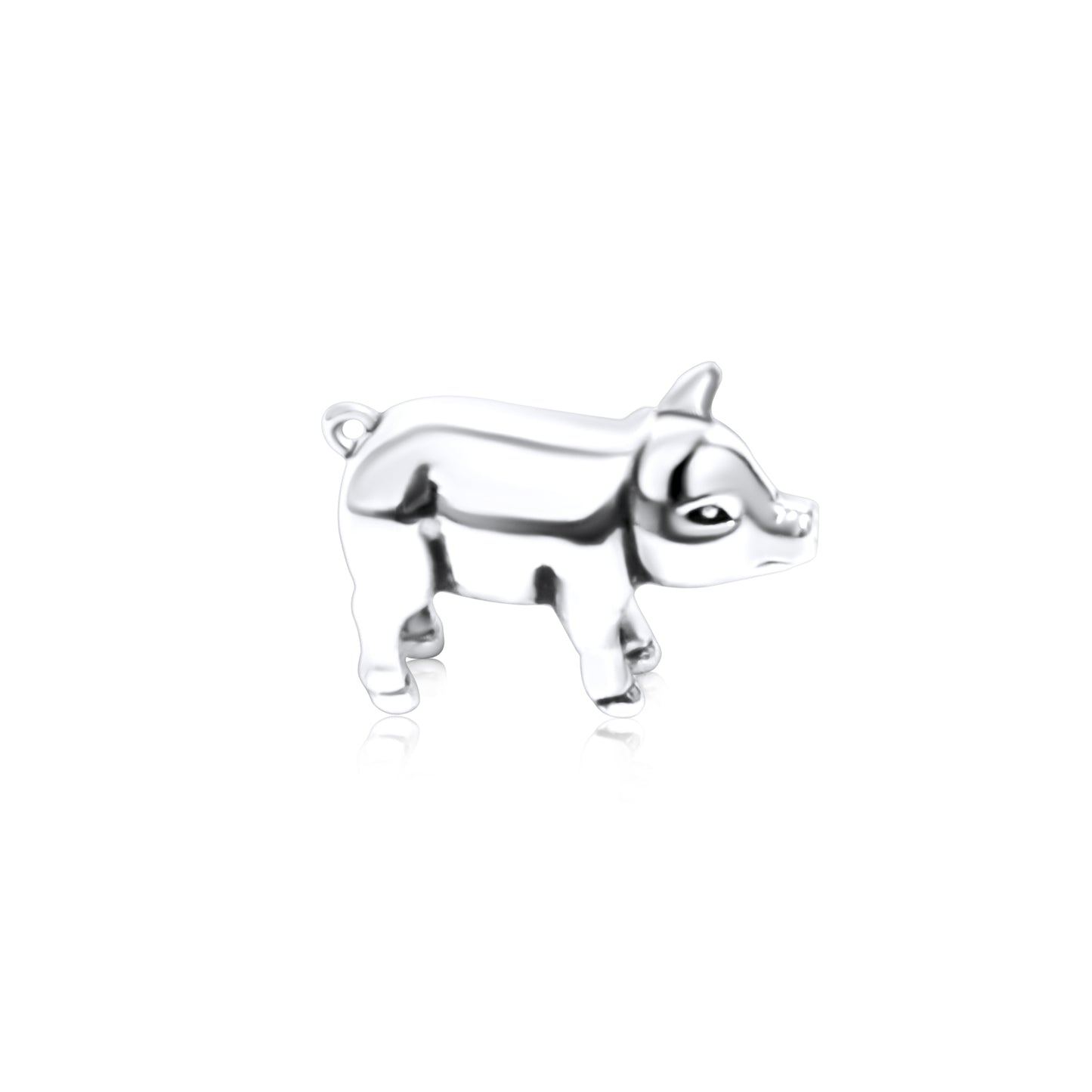 Sterling Silver Plated Western 3D Pig Necklace