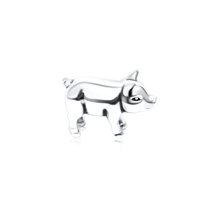 Sterling Silver Plated Western 3D Pig Necklace