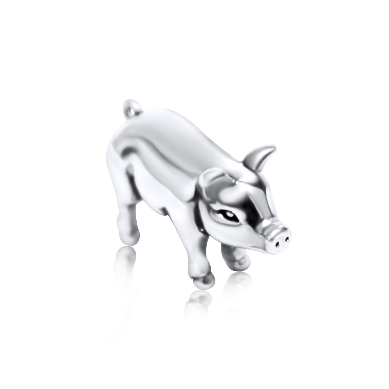 Sterling Silver Plated Western 3D Pig Necklace