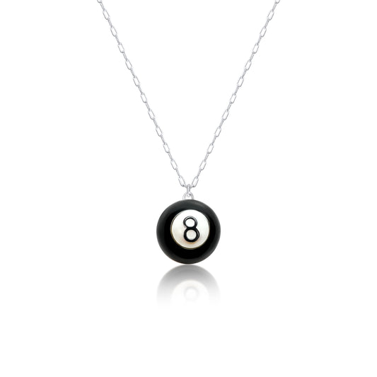 Sterling Silver Plated 3D 8Ball Pendant Necklace