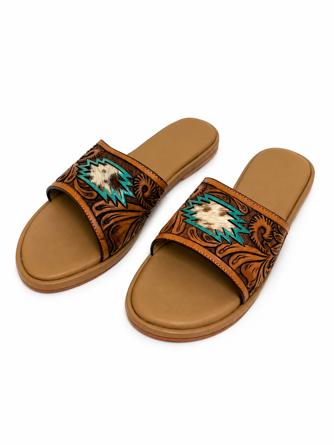 Western Hand Tooled Navajo Pattern Sandals