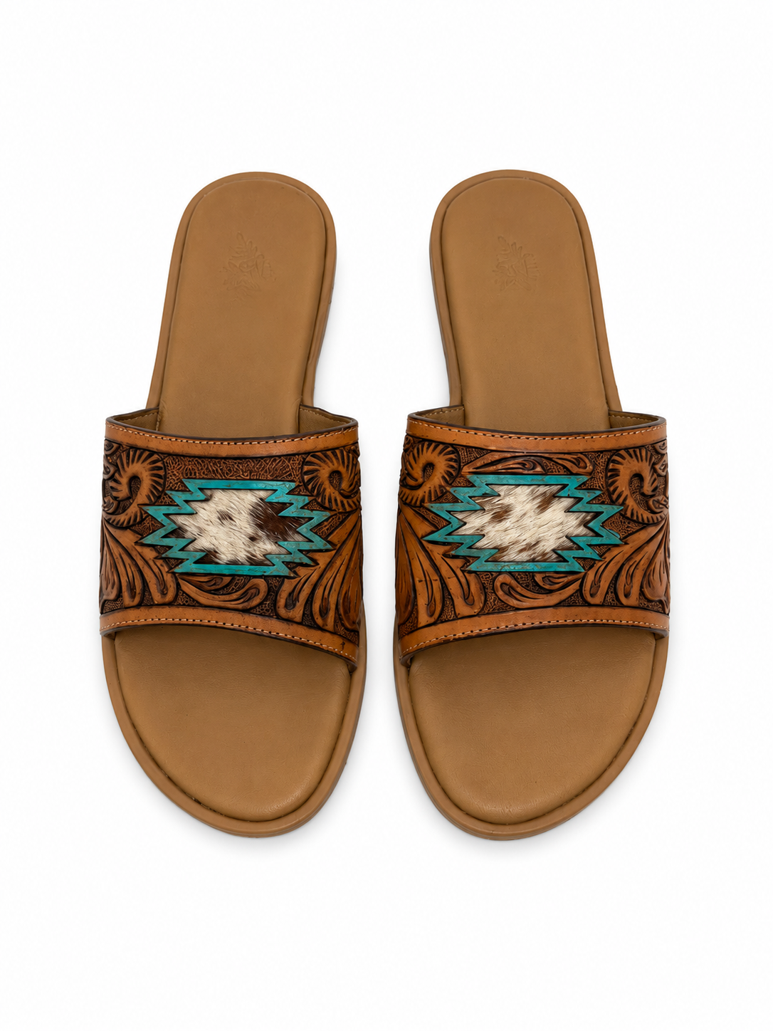 Western Hand Tooled Navajo Pattern Sandals