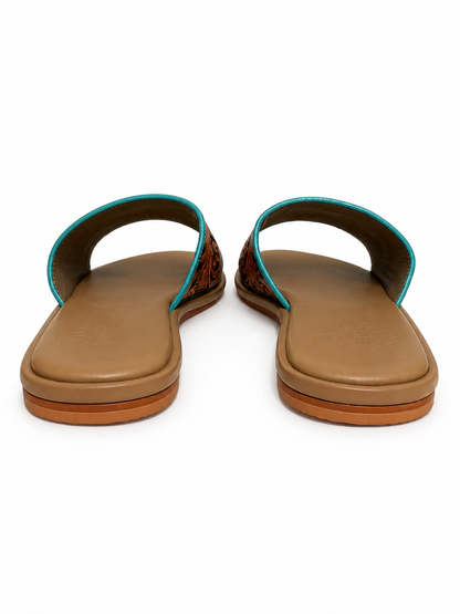 Western Hand Tooled Cow Cut Sandals