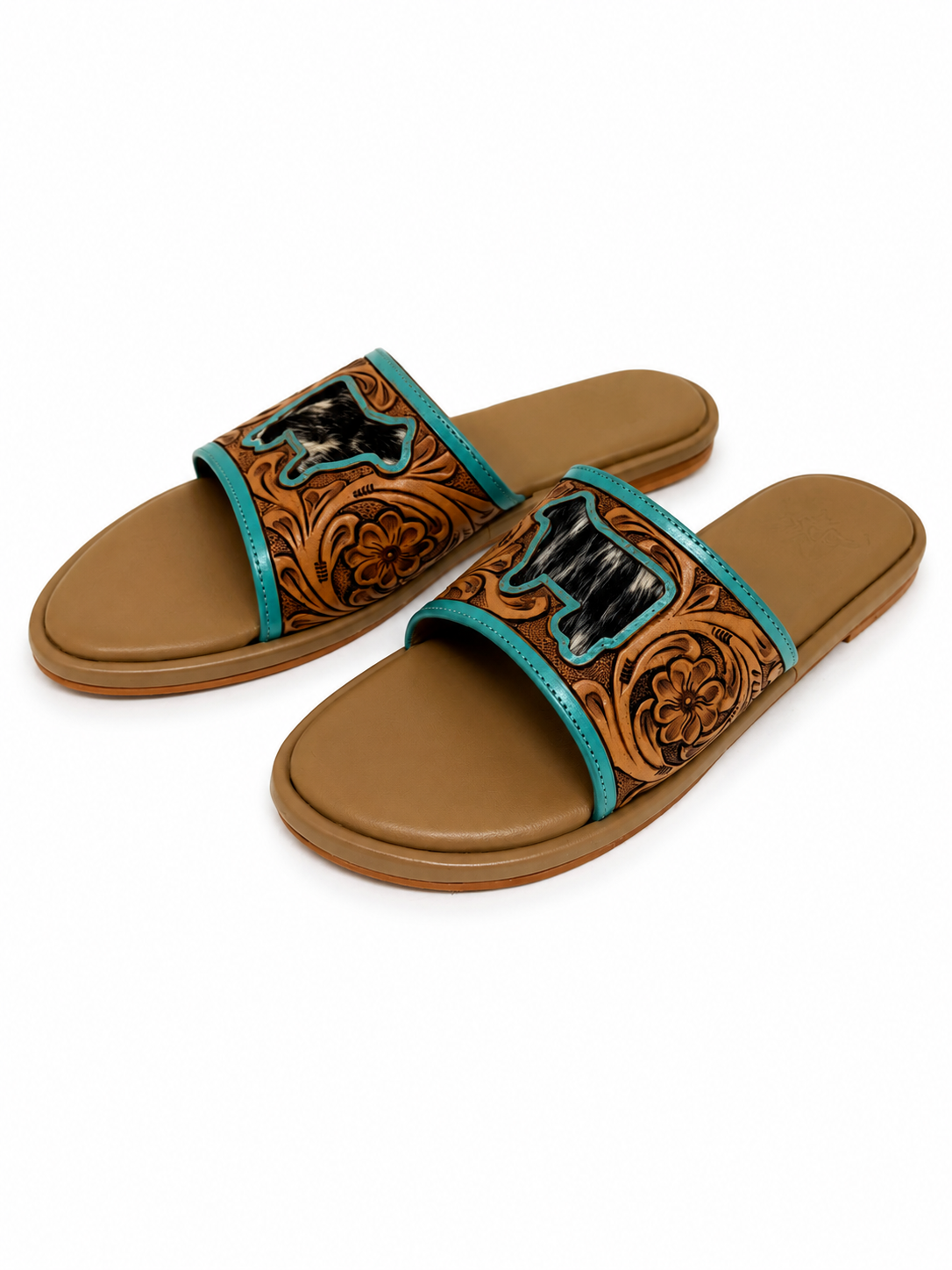 Western Hand Tooled Cow Cut Sandals