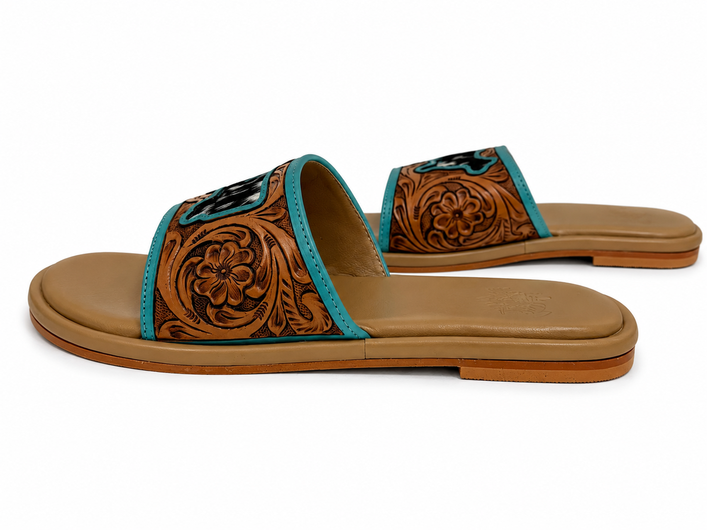 Western Hand Tooled Cow Cut Sandals