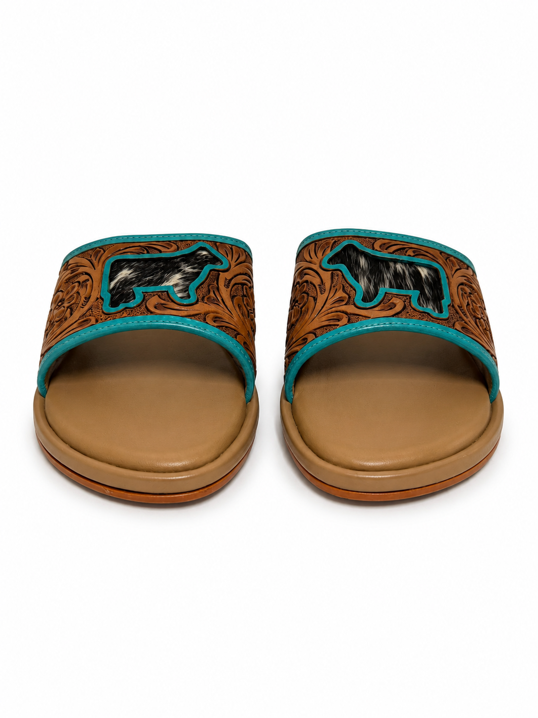 Western Hand Tooled Cow Cut Sandals
