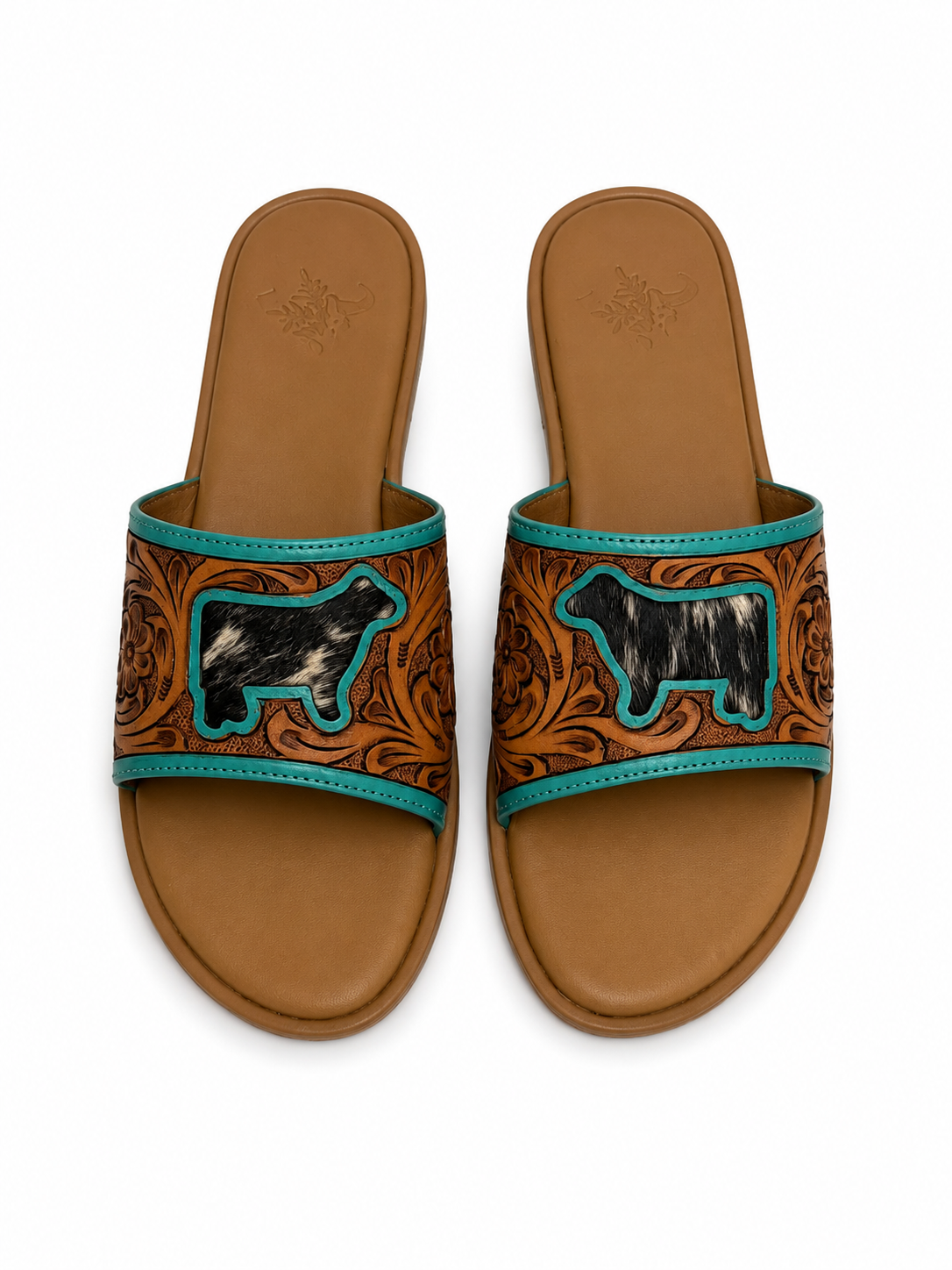 Western Hand Tooled Cow Cut Sandals