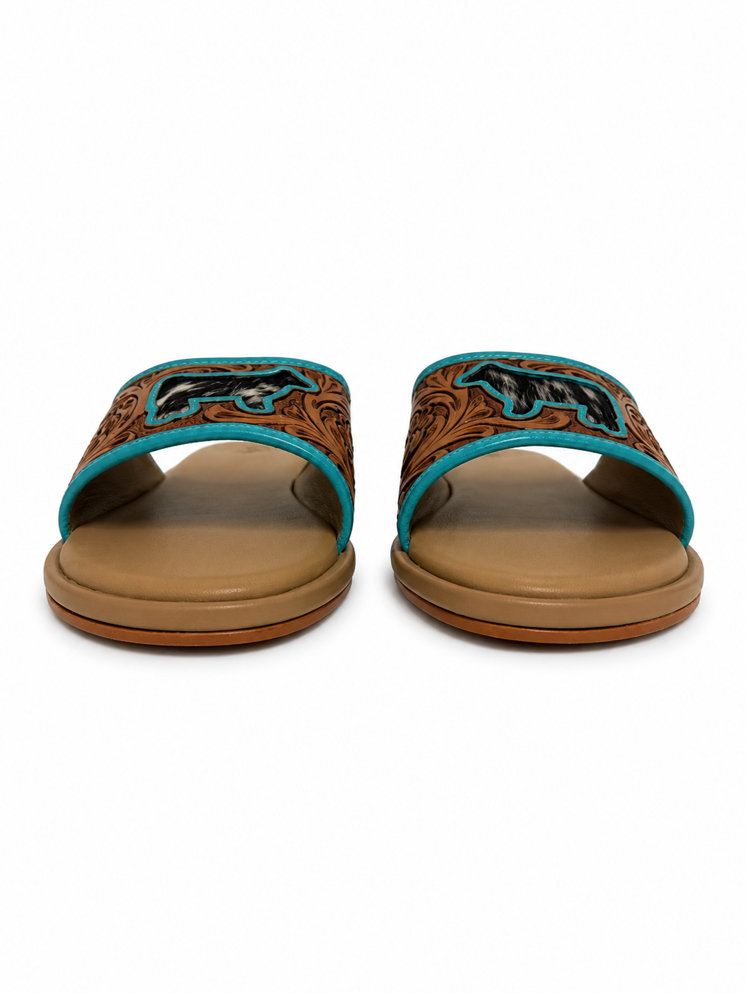 Western Hand Tooled Cow Cut Sandals