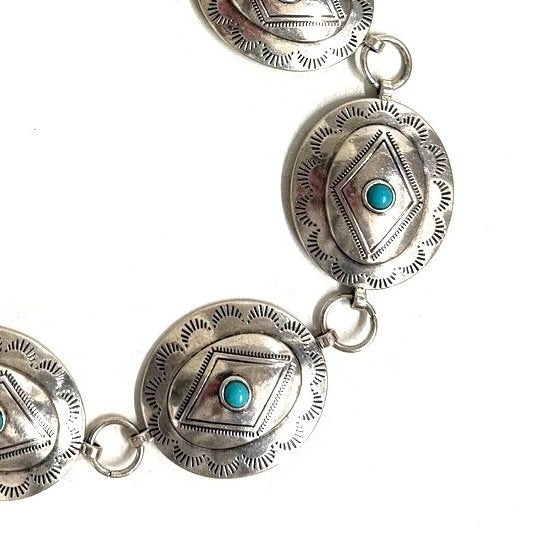 Western Oval Concho Chain Belt - L