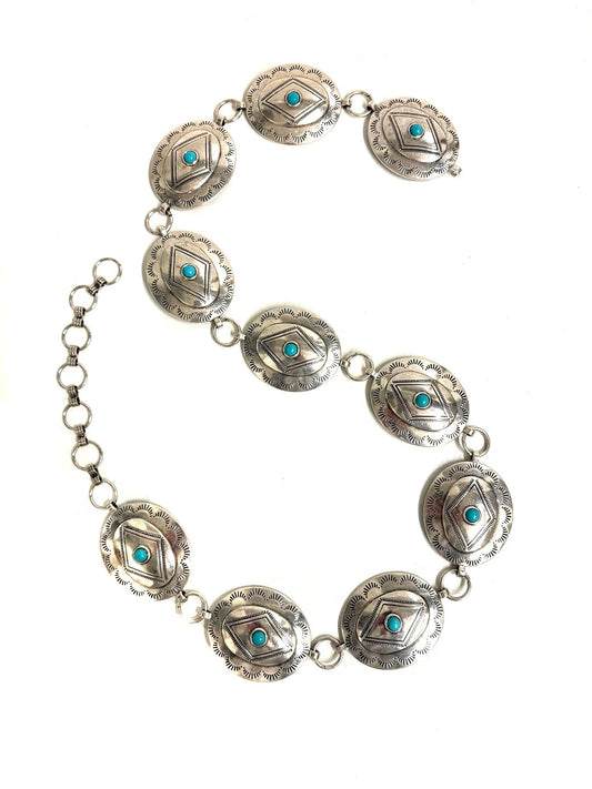Western Oval Concho Chain Belt - L