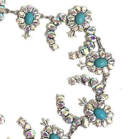 Western Crystal Squash Blossom Chain Belt - L