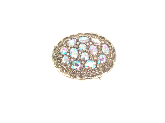 Western Crystal Oval Gold Plated Belt Buckle