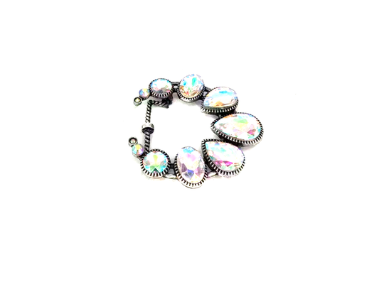 Western Crystal Squash Blossom Belt Buckle