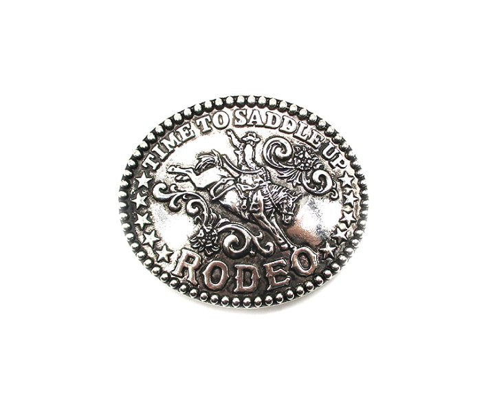 Western Time To Saddle Rodeo Belt Buckle