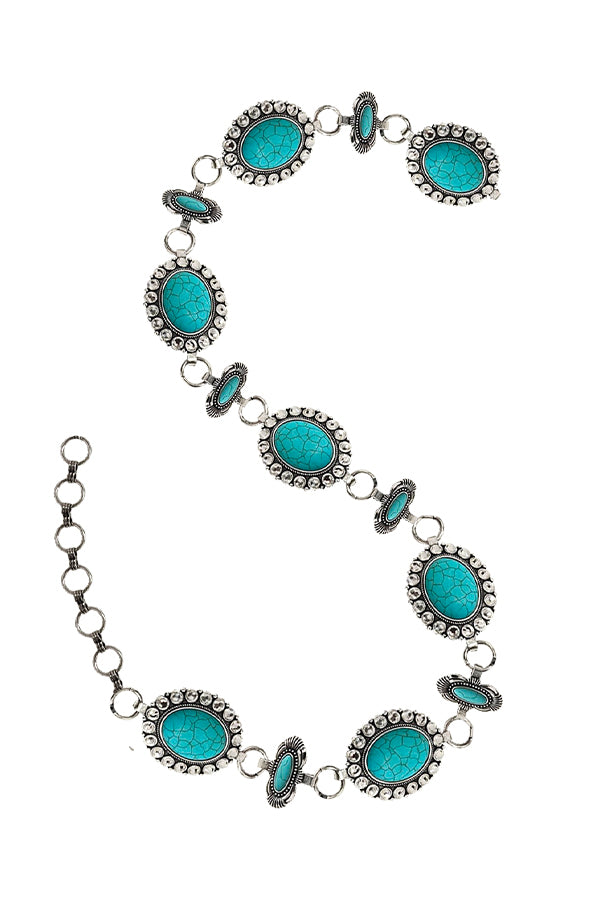 WESTERN CRYSTAL CONCHO CHAIN BELT - S