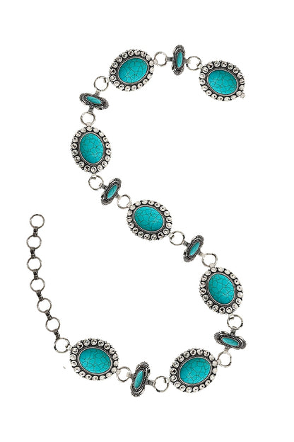 WESTERN CRYSTAL CONCHO CHAIN BELT - S