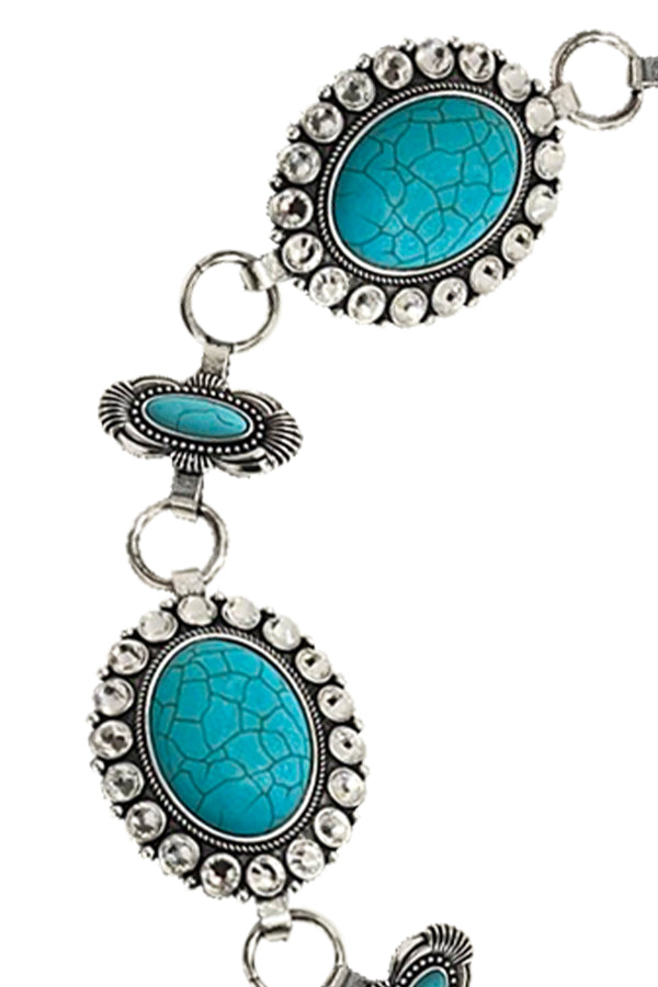 WESTERN CRYSTAL CONCHO CHAIN BELT - S