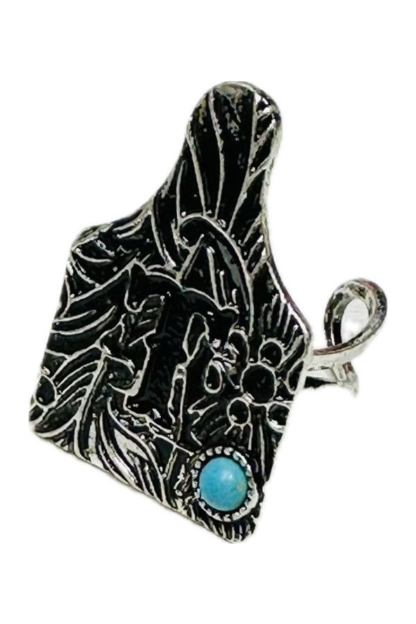 WESTERM CATTLE TAG INITIAL CUFF RING