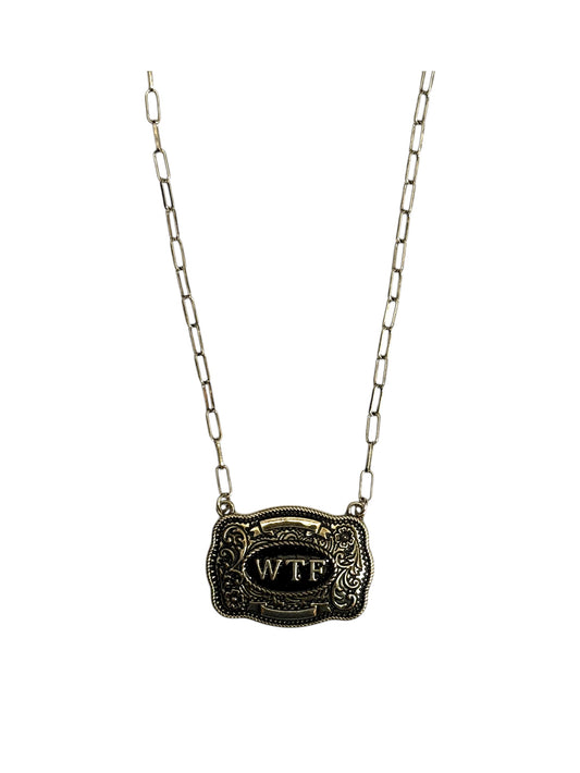 WTF Western Belt Buckle Necklace