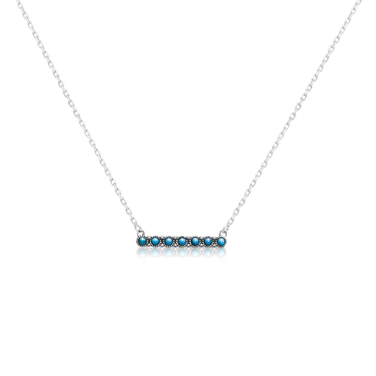 WESTERN 925 STERLING SILVER TURQUOISE BAR NECKLACE